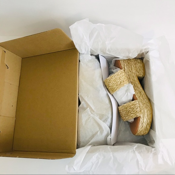 New! Matisse Oceanave Raffia Braided Straw Chunky Block Heel Platform Sandals - Picture 12 of 14